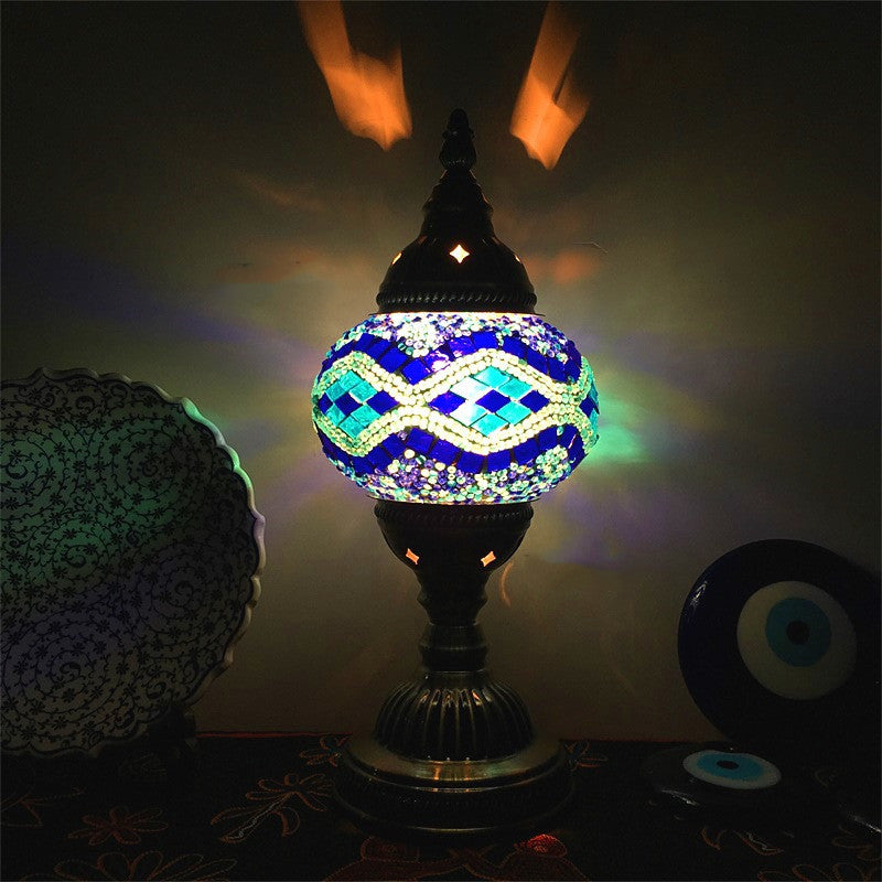 New Style Turkish Mosaic Table Lamp Vintage Art Deco Handcrafted Glass Romantic Bed Light